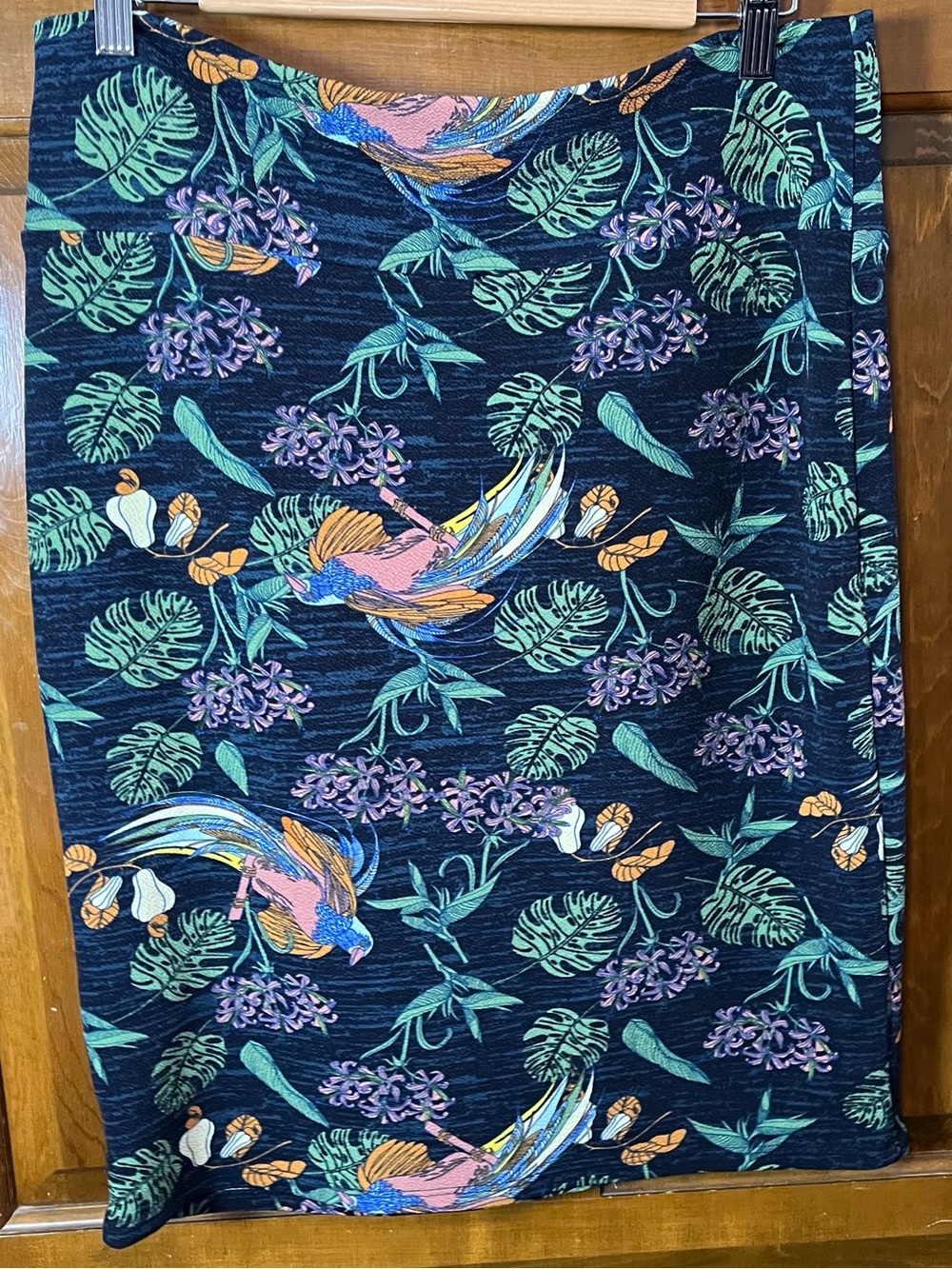 LuLaRoe Cassie pencil skirt Tropical Floral Navy Green & Purple Print size XL
